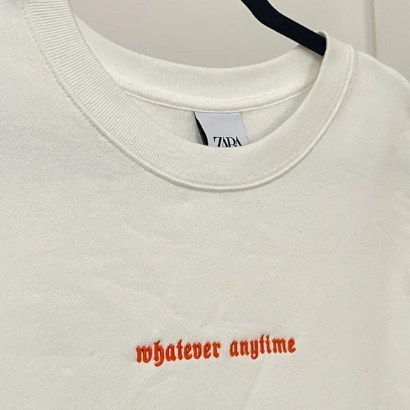 Zara Jumper Mens “Whatever Anytime” Embroidered and Print 100% Cotton Size L - Picture 3 of 4